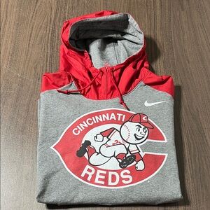 Nike Team Sports Cooperstown Gray and Red Cincinnati Reds Hoodie men’s medium